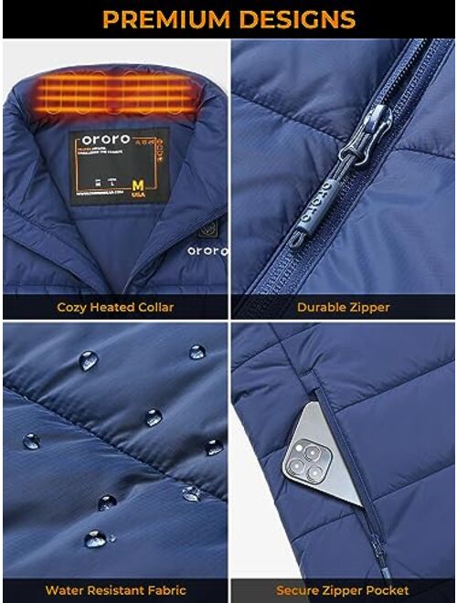 ORORO [Upgraded Battery] Men's Heated Vest with Battery Pack, Up to 10 Hours of Warmth
