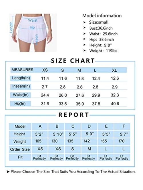 THE GYM PEOPLE Womens Quick Dry Running Shorts Mesh Liner High Waisted Tennis Workout Shorts Zipper Pockets