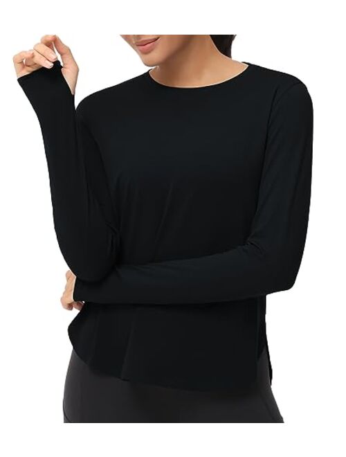 THE GYM PEOPLE Women's Long Sleeve Workout Shirts Lightweight Cotton Running Yoga Tops with Thumb Hole