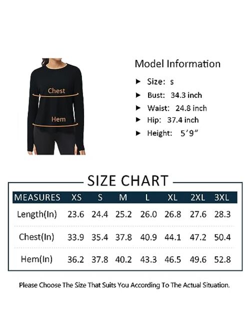 THE GYM PEOPLE Women's Long Sleeve Workout Shirts Lightweight Cotton Running Yoga Tops with Thumb Hole