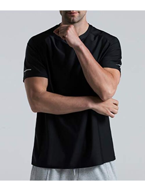 The Gym People Men's Cooling Ice Silk Running Shirts Quick Dry Short Sleeve Athletic Gym T-Shirts UPF 50+ Outdoor Workout Tshirts