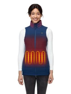 Women's Long Heated Vest with 4 Heat Zones, Heated Long Puffer Vest with Battery Pack