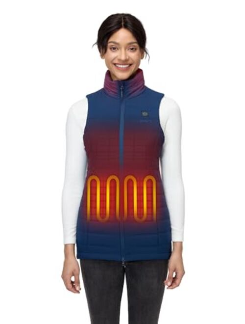 ORORO Women's Long Heated Vest with 4 Heat Zones, Heated Long Puffer Vest with Battery Pack