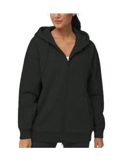 Women's Zip Up Plus Oversize Hoodie Drawstring Sweatshirts Casual Long Sleeve Jacket with Pockets