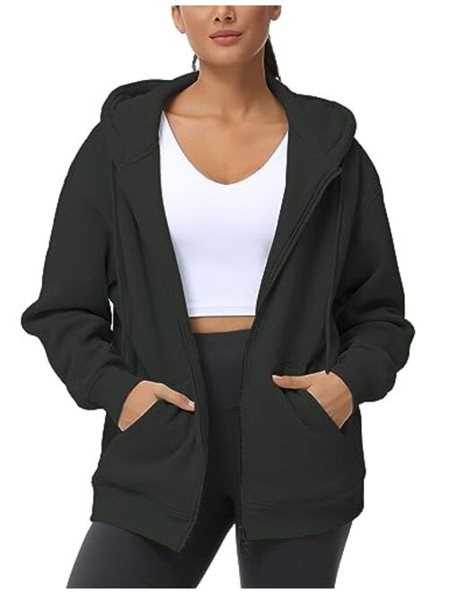 THE GYM PEOPLE Women's Zip Up Plus Oversize Hoodie Drawstring Sweatshirts Casual Long Sleeve Jacket with Pockets