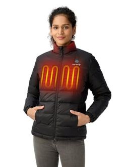 Women's Heated Puffer Jacket with Battery, Lightweight Puffer Heated Jacket for Camping Hiking