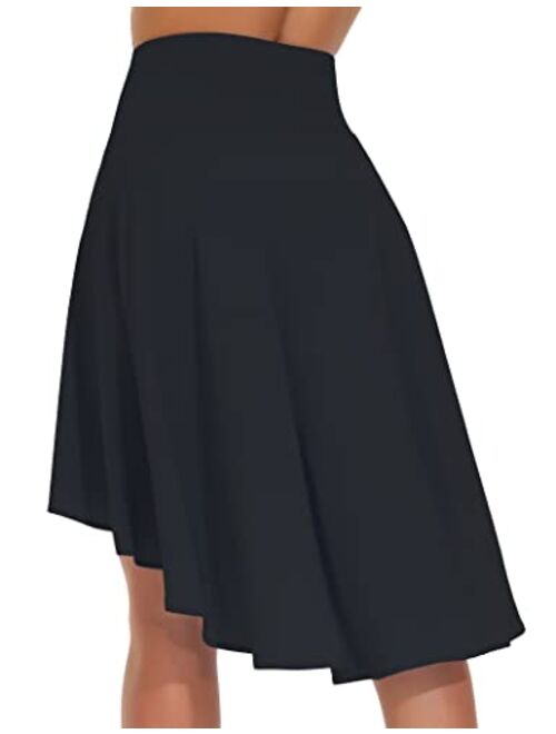 THE GYM PEOPLE Women's High Waist Wrap Ruffle Hem Asymmetric Skort High Low Flowy Midi Skirt with Shorts