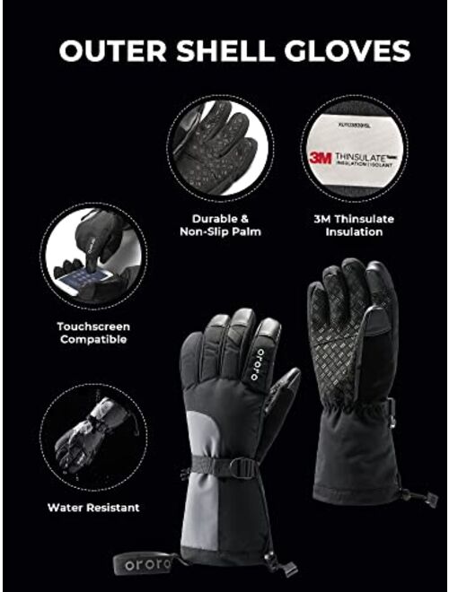 ORORO Heated Gloves for Men and Women, 3-in-1 Warm Gloves for Hiking Skiing Motorcycle