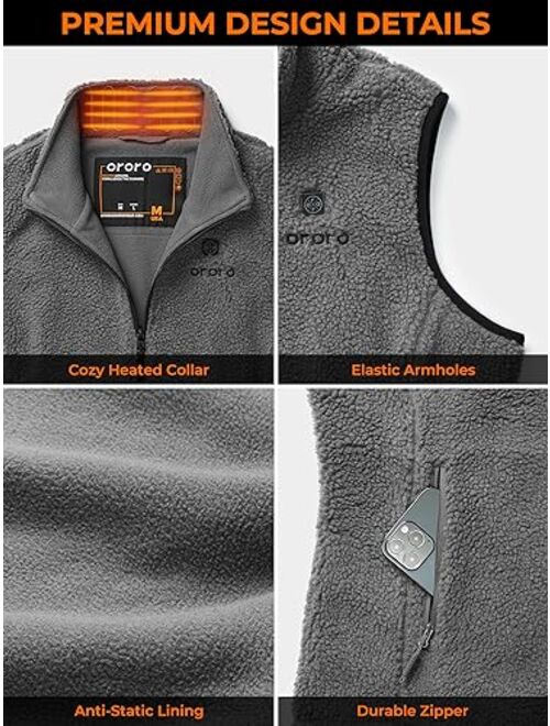 ORORO Women's Heated Recycled Fleece Vest with Battery Pack