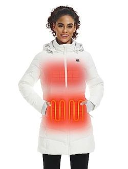 Women's Heated Puffer Jacket with Battery, Heated Puffer Parka for Hiking Camping Outdoors