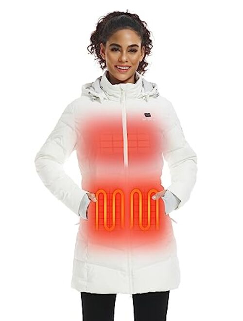 ORORO Women's Heated Puffer Jacket with Battery, Heated Puffer Parka for Hiking Camping Outdoors