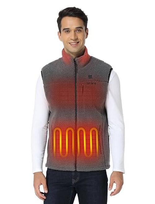 ORORO [Upgraded Battery] Men's Heated Recycled Fleece Vest with Battery Pack
