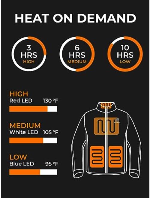ORORO Men's Heated Jacket with 4 Heat Zones and Battery Pack, Heating Jacket for Hiking Camping Outdoors