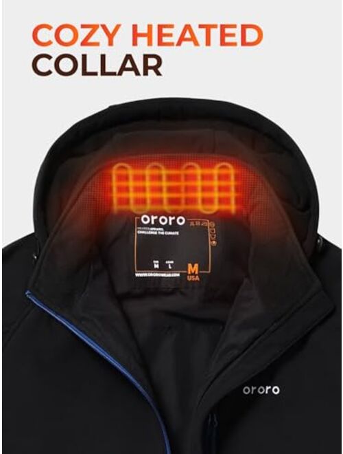 ORORO Men's Heated Jacket with 4 Heat Zones and Battery Pack, Heating Jacket for Hiking Camping Outdoors