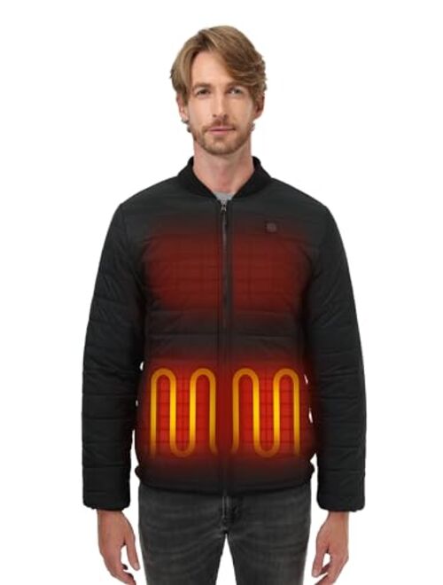 ORORO Men's Lightweight Heated Jacket with Battery Pack, Heated Puffer Jacket for Camping Hiking Outdoors
