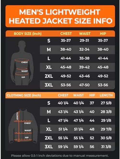 ORORO Men's Lightweight Heated Jacket with Battery Pack, Heated Puffer Jacket for Camping Hiking Outdoors