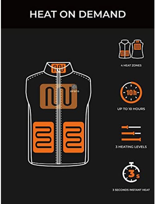 ORORO [Upgraded Battery] Mens Heated Hunting Vest, Camo Hunting Vest with Multi-Pockets and Rechargeable Battery Pack