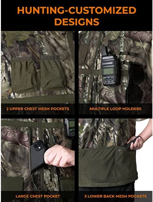 ORORO [Upgraded Battery] Mens Heated Hunting Vest, Camo Hunting Vest with Multi-Pockets and Rechargeable Battery Pack