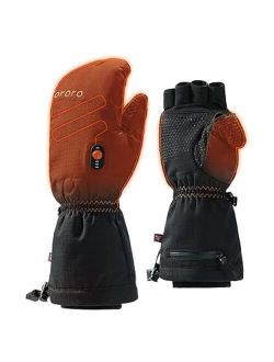 Heated Convertible Mittens Heated Flip Top Mittens with PrimaLoft Insulation, Fingerless Heated Gloves for Men Women