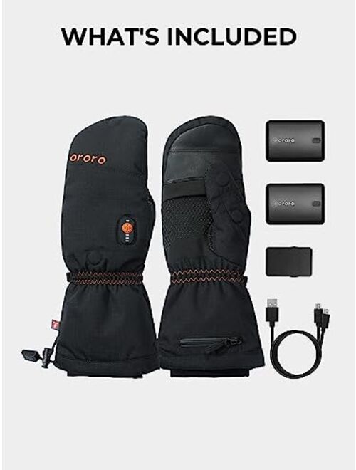 ORORO Heated Convertible Mittens Heated Flip Top Mittens with PrimaLoft Insulation, Fingerless Heated Gloves for Men Women