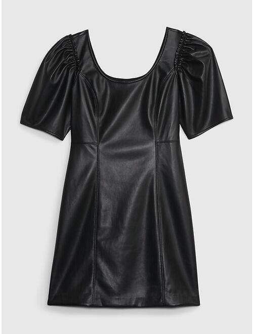 Gap Vegan Leather Puff Sleeve Mini Dress