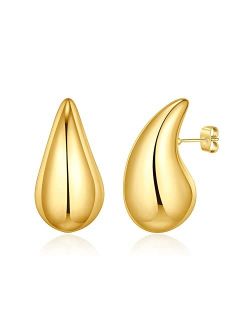 Luxejew Gold Earrings for Women Girls,14K Gold Plated Lightweight Gold Hoop Earrings Hypoallergenic Earrings for Women Trendy Fashion Jewelry Gifts