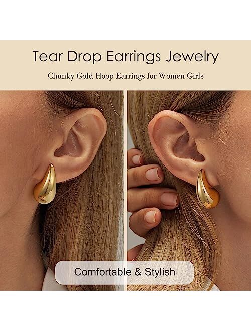 Luxejew Gold Earrings for Women Girls,14K Gold Plated Lightweight Gold Hoop Earrings Hypoallergenic Earrings for Women Trendy Fashion Jewelry Gifts