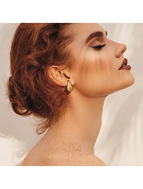 Luxejew Gold Earrings for Women Girls,14K Gold Plated Lightweight Gold Hoop Earrings Hypoallergenic Earrings for Women Trendy Fashion Jewelry Gifts