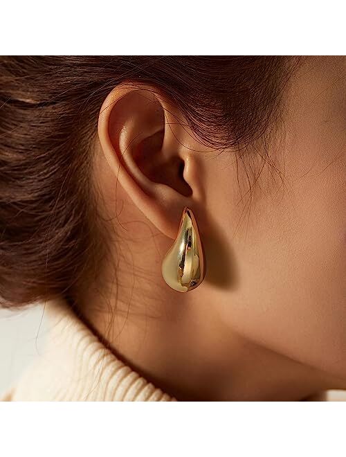 Luxejew Gold Earrings for Women Girls,14K Gold Plated Lightweight Gold Hoop Earrings Hypoallergenic Earrings for Women Trendy Fashion Jewelry Gifts