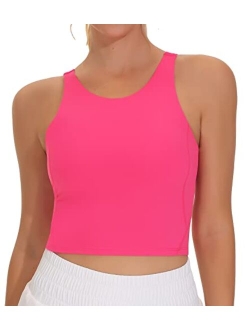 Women's Sports Bra Sleeveless Workout Tank Tops Running Yoga Cropped Tops with Removable Padded