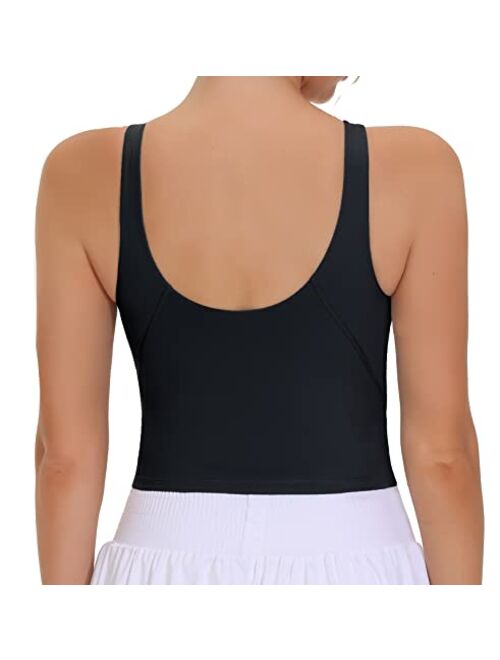 THE GYM PEOPLE Women's Sports Bra Sleeveless Workout Tank Tops Running Yoga Cropped Tops with Removable Padded