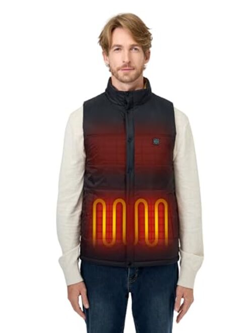 ORORO Men's Heated Puffer Vest with Battery Pack, Lightweight Heated Vest for Hiking Camping Outdoors