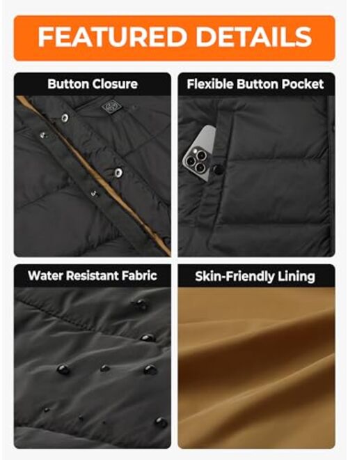 ORORO Men's Heated Puffer Vest with Battery Pack, Lightweight Heated Vest for Hiking Camping Outdoors