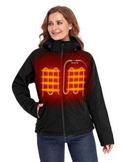 [Upgraded Battery] Women's Slim Fit Heated Jacket with Battery and Detachable Hood