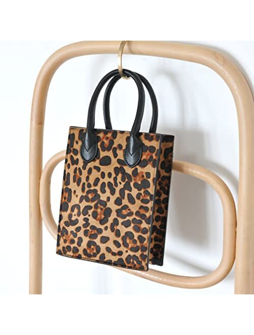 Hoxis Leopard Print Shoulder Handbag Mini Tote Women Cross Body Bag Purse