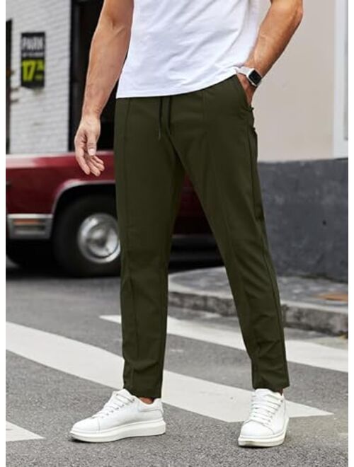 JMIERR Mens Casual Pants Drawstring Golf Pants Slim-Fit Track Jogging Sweatpants Pants Stretch Joggers Pants for Men