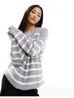 oversized striped sweater in gray