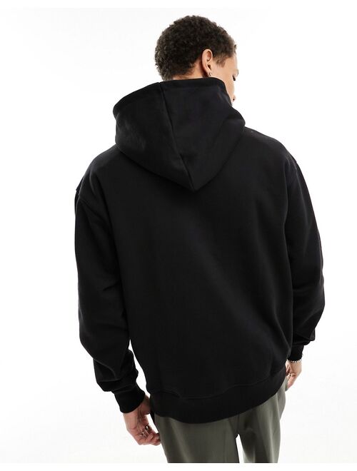 Pull&Bear tonal printed hoodie in black