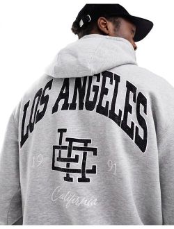 Los Angeles printed hoodie in gray