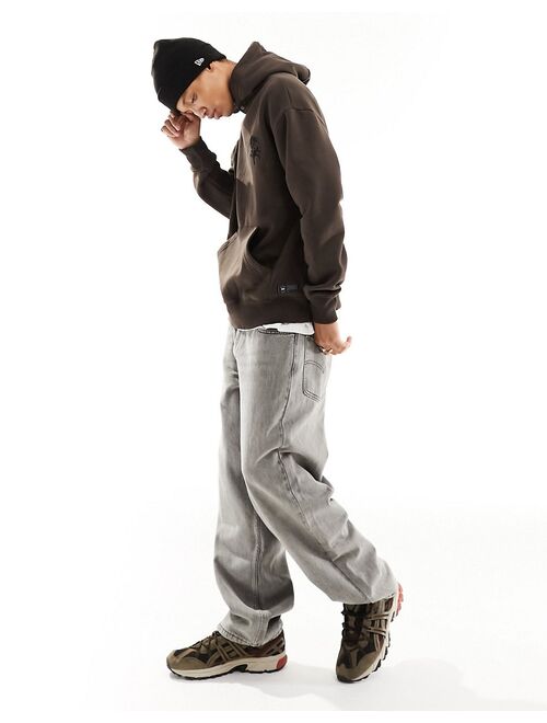 Pull&Bear proceed with caution hoodie in brown