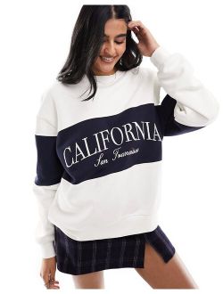 'California' sweatshirt in white stripe