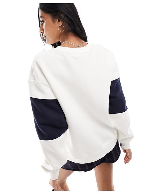 Pull&Bear 'California' sweatshirt in white stripe