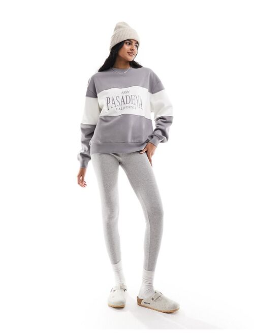 Pull&Bear 'Pasadena' sweatshirt in gray stripe