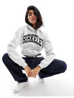 'Berkeley' cropped hoodie in light gray