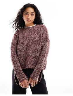 salt & pepper knit sweater in burgundy