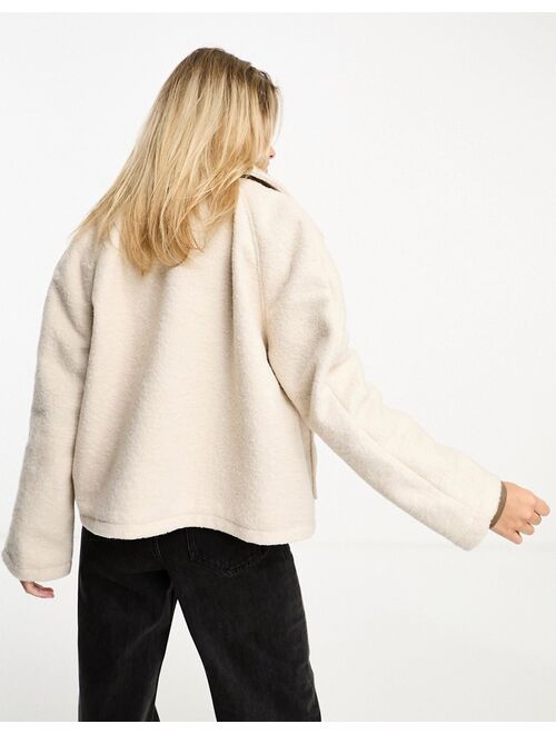 Pull&Bear wool cropped coat in ecru