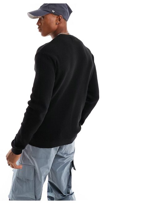 Pull&Bear ribbed knit sweater in black