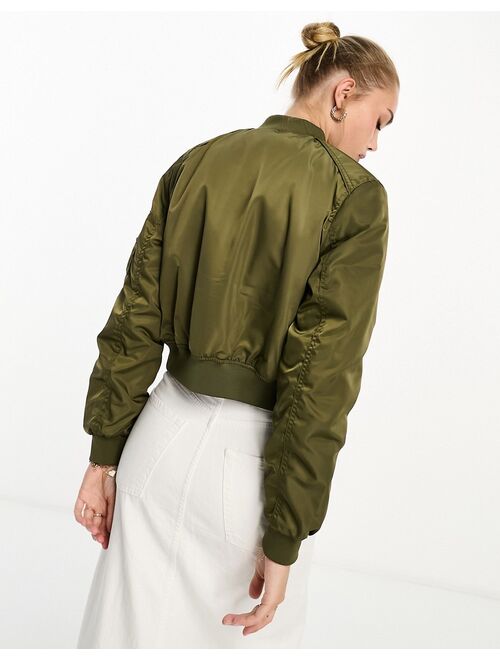 Pull&Bear bomber jacket in khaki green