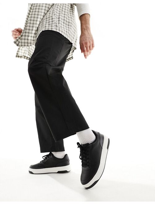 Pull&Bear chunky ridged sole sneakers in black