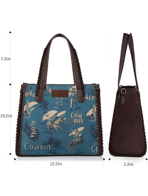 Montana West Wrangler Tote Bag for Women Boho Aztec Purses with Signature Guitar Strap Fall Collection